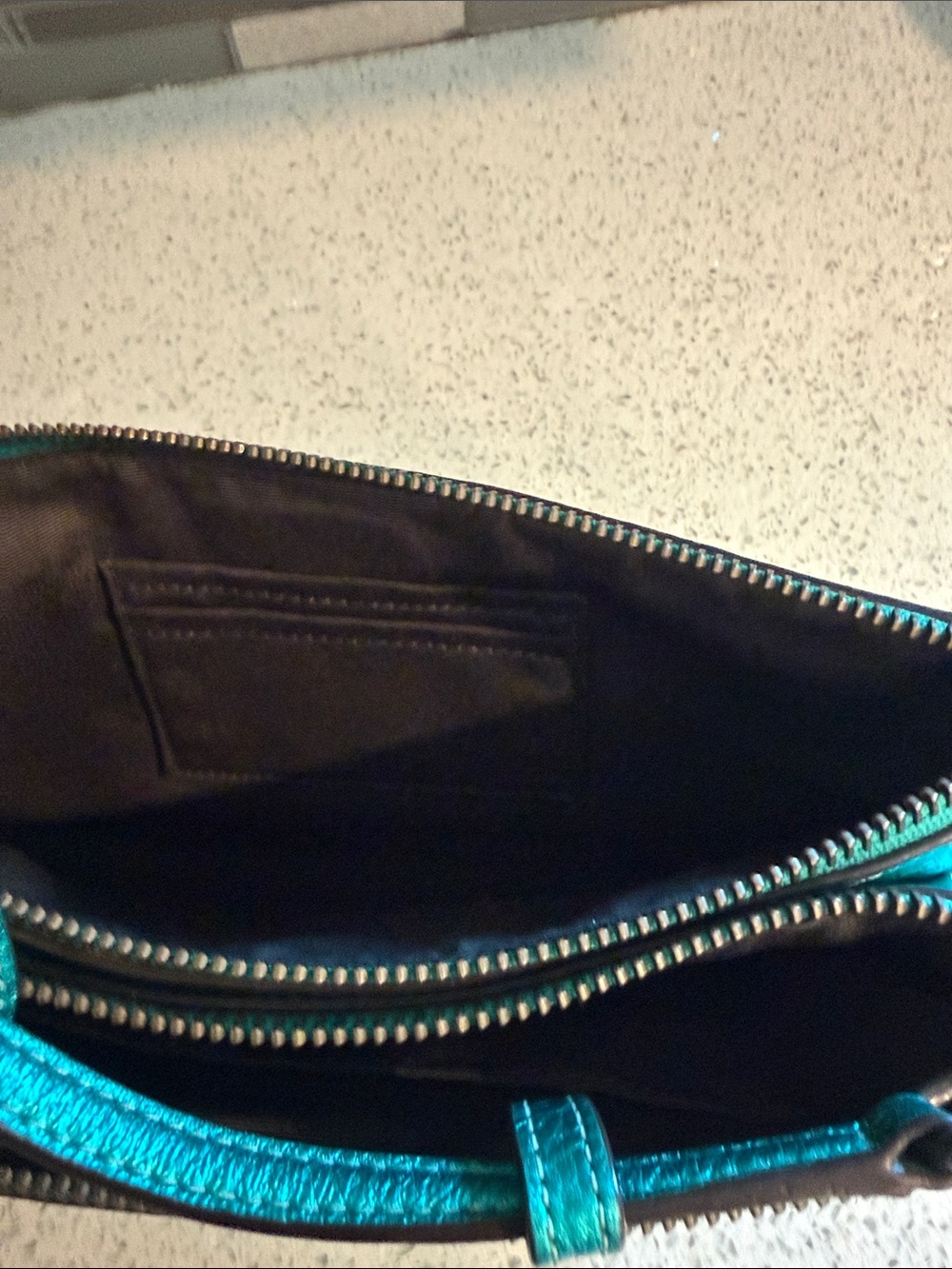 Coach Metallic Teal Leather Crossbody Bag - Picture 4 of 6